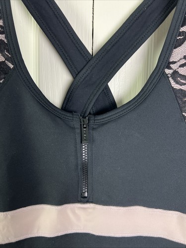 Top deportivo Bebe para mujer talla XS encaje superpuesto 1/2 cremallera frontal sin mangas EE. UU. negro G10 - Imagen 6 de 18