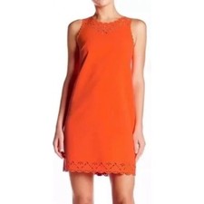 J.Crew Factory Petite Neon Orange Sheath Dress Laser Cut Size 0P NWT