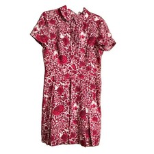 Tory Burch Women’s 10 Red/White Floral Short Sleeve Shirt Dress
