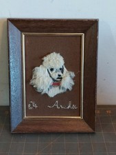 Vintage Framed Poodle Fluffy Dog Cross-stitch Needlepoint