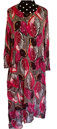 Lisa Bayne-Long Sleeve Asymmetric Crinkle Dress-Size Medium-Made in USA