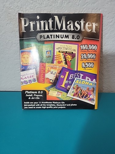 PrintMaster Platinum 8.0 PC Desktop Publishing Software Windows MAC Art 11 Discs