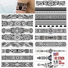 Arm Band Temporary Tattoo - 18 Pack Super Long size, Realistic  Pattern D