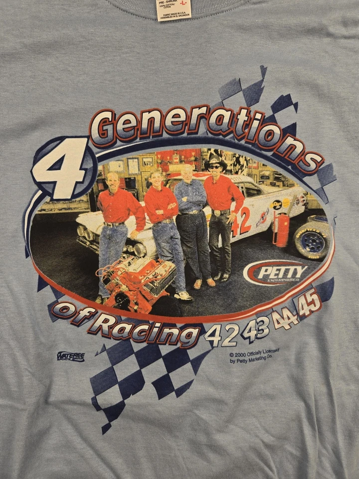 Camisa De Colección Petty 4 Generations of Racing Para Hombre Grande Azul Claro NASCAR 2000 Foto 4 de 4