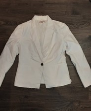 Philosophy Women's White Solid Blazer Size 6 Single Button Lined Long Sleeve