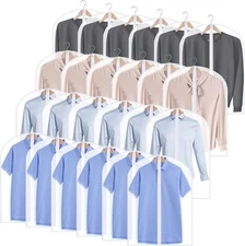 Chumia 25 Pcs Garment Bags for Hanging Clothes Storage, 24 x 32 Inch Clear 