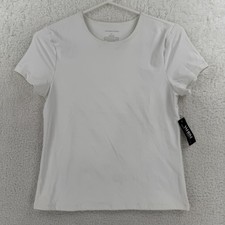 White House Black Market Shirt Womens Small White WHBMFORME Crew Neck Stretch