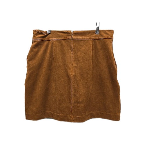 Banana Republic Women's Skirt Sz 4 Brown Vegan Suede Front Pockets Back Zip Mini - Picture 2 of 10