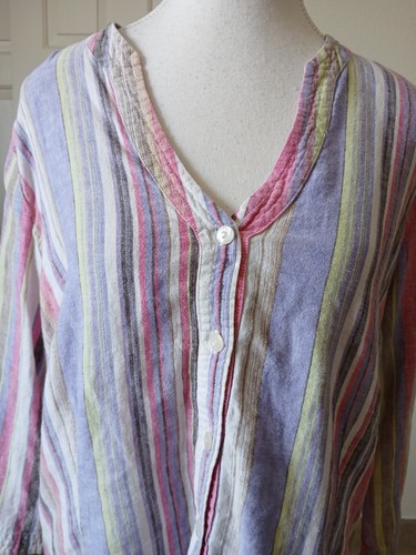 Christopher Banks Shirt Damen bunt gestreift V-Ausschnitt Leinenmischung Karriere - Bild 6 von 14