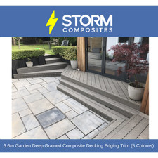 PACK OF 3 - 3.6m Garden Deep Grained Composite Decking Edging Trim (5 Colours)