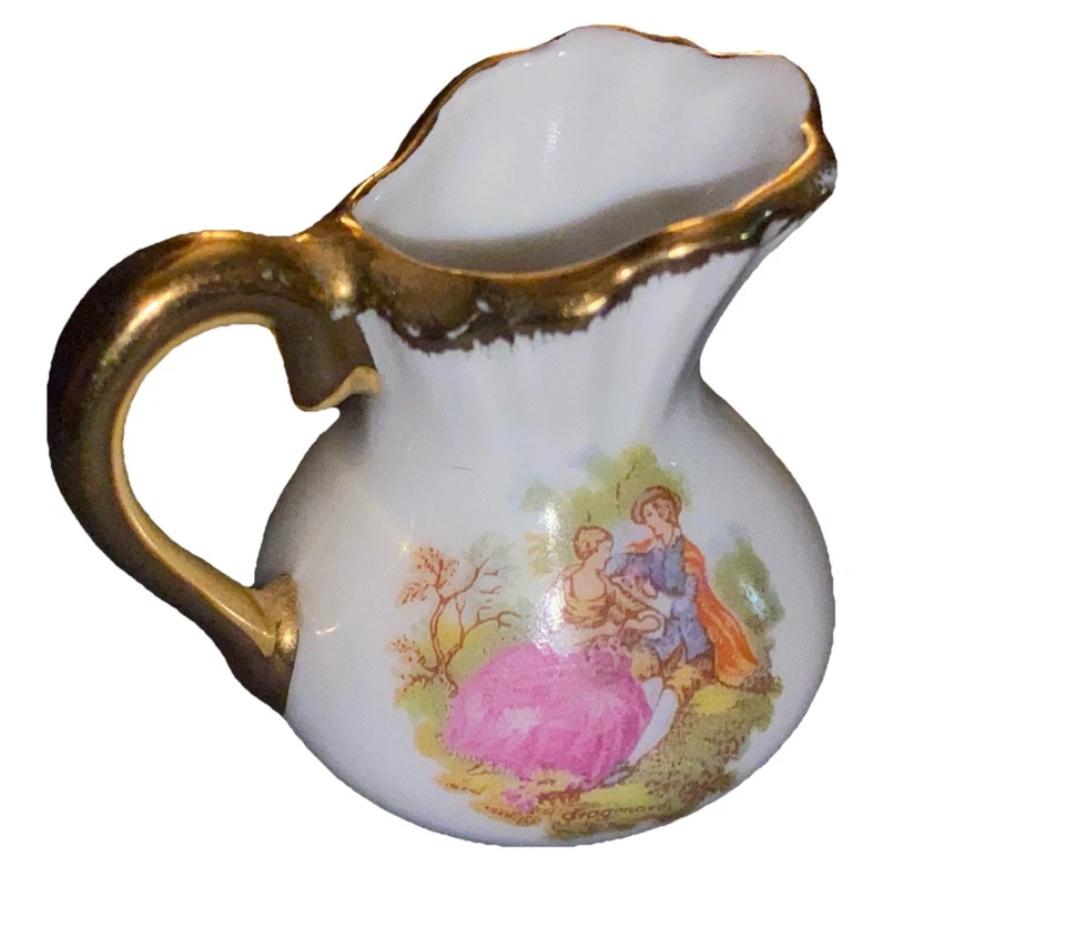 Mini jarro Limoges France cheverny acabamento dourado  - Imagem 4 de 4