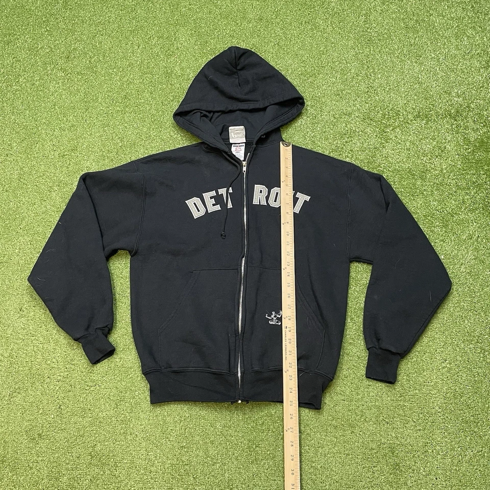Pure Detroit Detroit Hoodie Full Zip Black Hoodie Sweatshirt Size Medium - Image 3 of 4