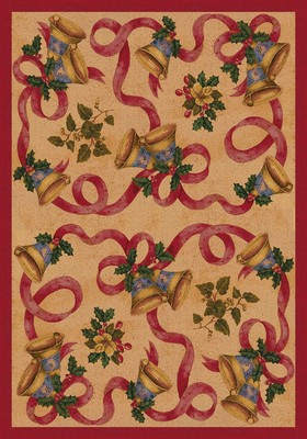 #ad 5x8 Milliken Bells amp; Bows Chimes All Over Christmas Area Rug Approx 5#x27;4quot;x7#x27;8quot; $274.99