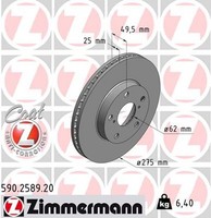 2X Bremsscheibe Coat Z Zimmermann 590.2589.20 FüR Toyota RAV 2 ZCA25_ ZCA26_ 4WD