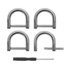 D-Rings Screw in Shackle, 4Pcs 15mm U Shape D Ring for Purse Bag DIY, Black