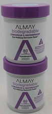 (2) Almay Biodegradable Longwear & Waterproof Eye Makeup Remover Pads 