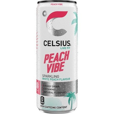 Celsius Peach Vibe (12 x 0,25 liter Dosen NL) Weiße Pfirsich