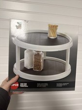 Copco Non-Skid 2-Tier Lazy Susan Turntable, 12-Inch, Gray/White New In Box