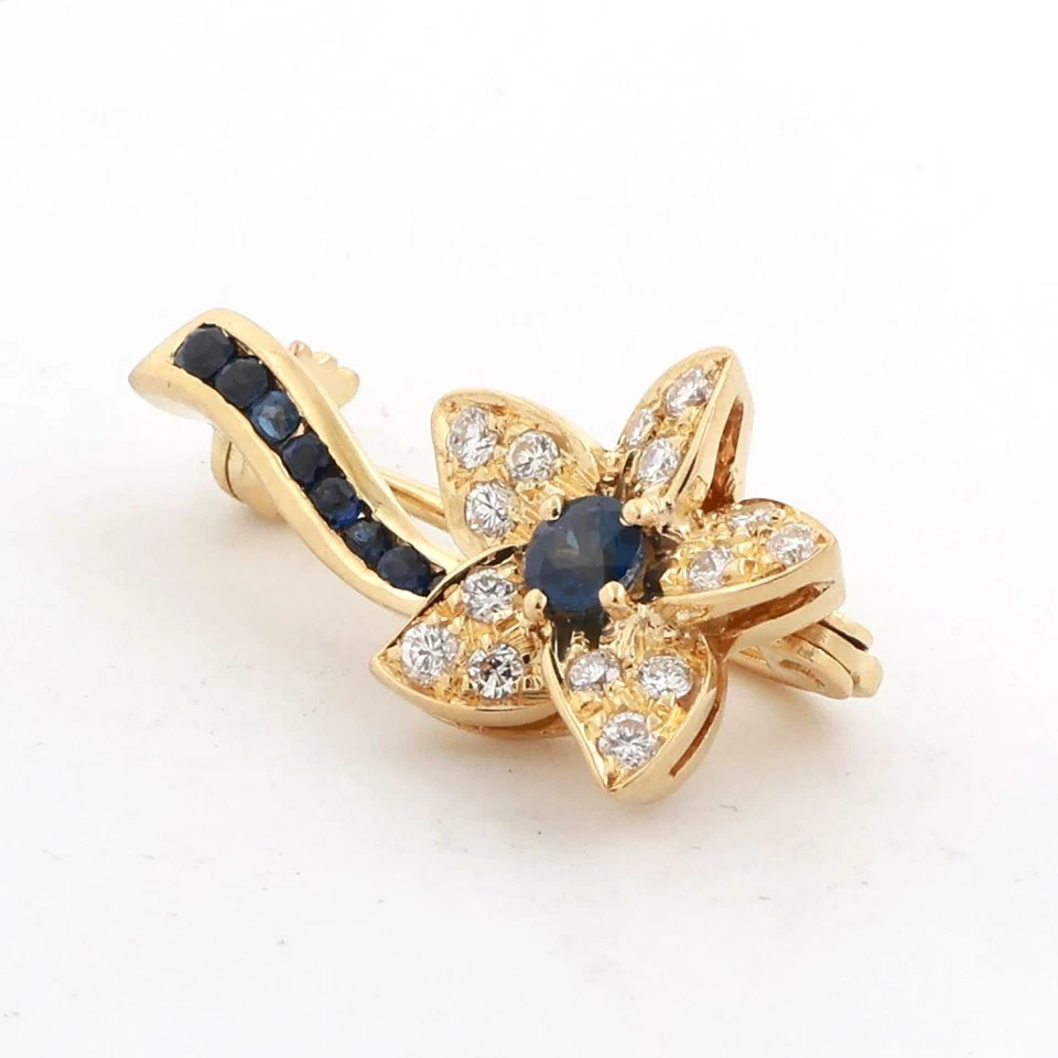 Diamond Flower Pin Brooch 18K Yellow Gold 0.50 CTW 0.85" Ladies Estate - Image 3 of 4