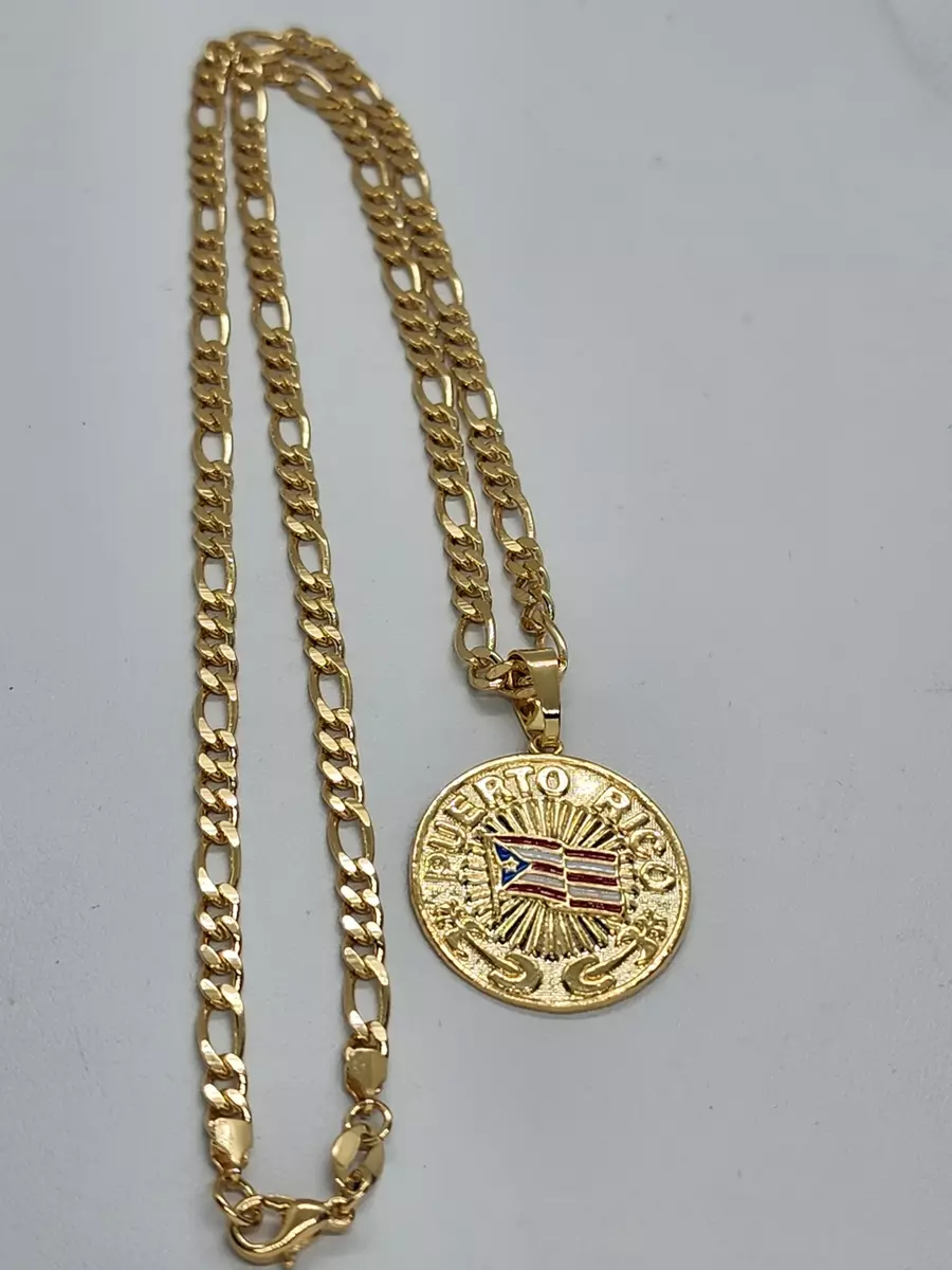 Brand New Brazilian 18k Gold Filled Puerto Rico Round Necklace