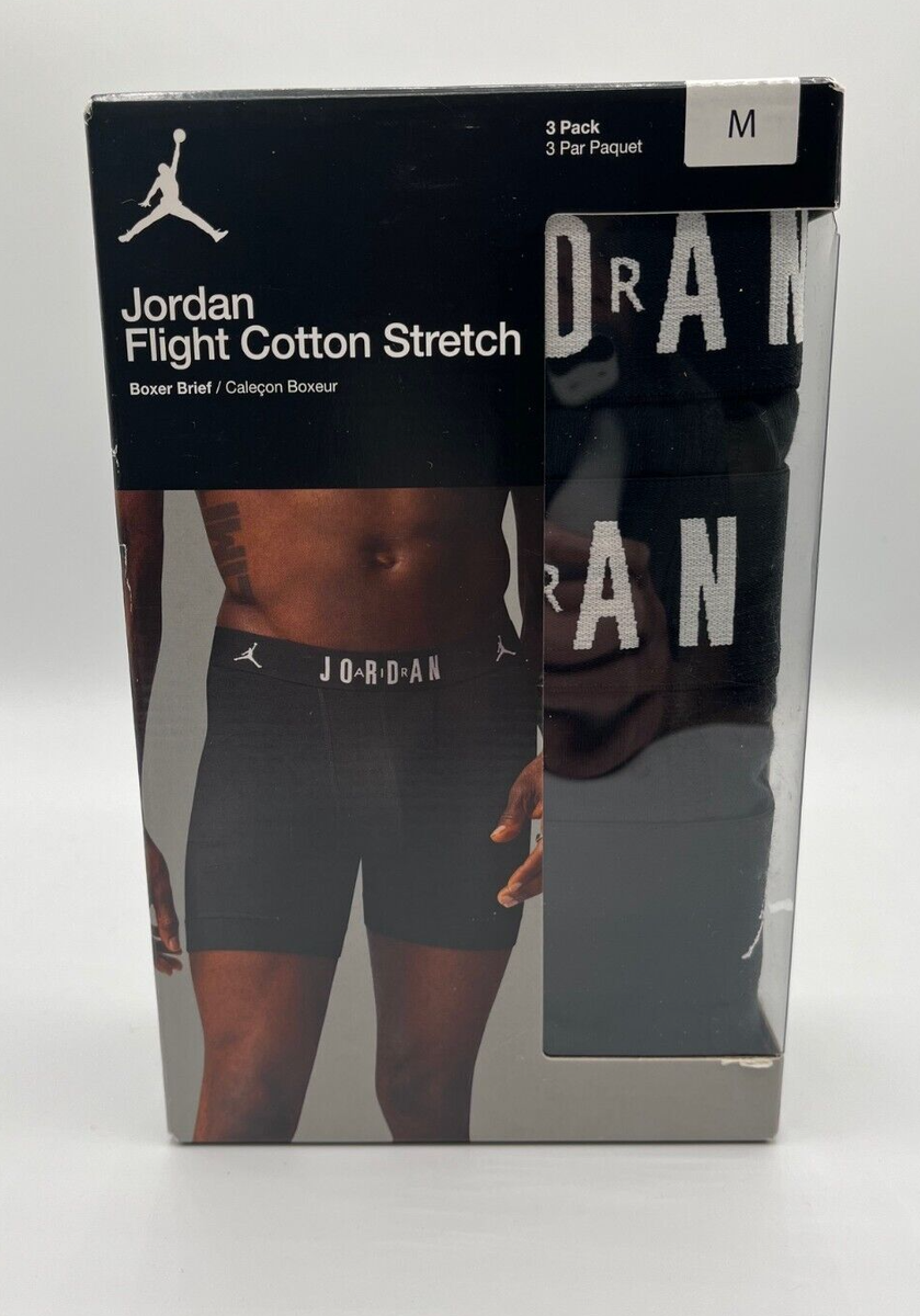 Nike Jordan Flight Cotton Stretch Mens Black Boxer Briefs Sz M Pack  JM0622-023