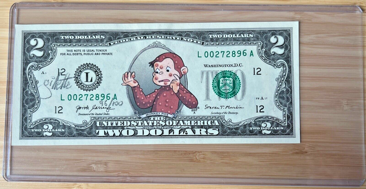Jeff Gillette Signed Curious George $2 Dollar Bill xx/100 Monkey