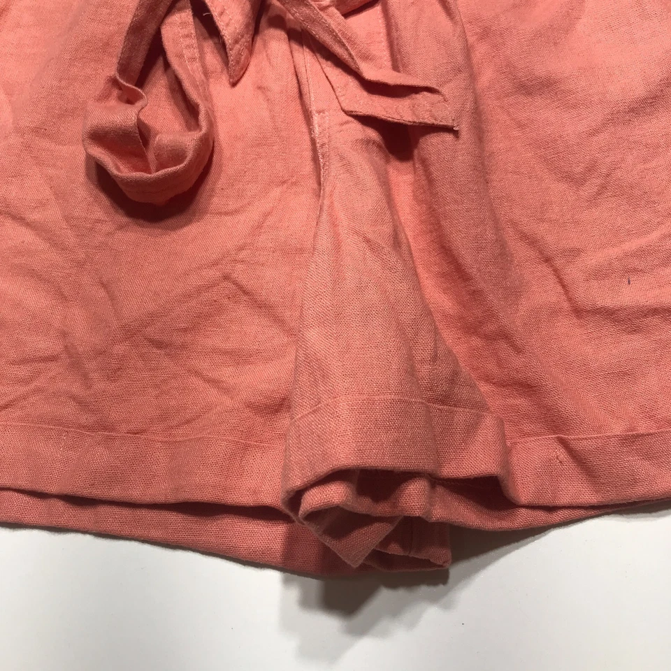 Rachel Roy Shorts Womens Size Medium Clay Pink Belted Paperbag Linen Cotton - Image 4 of 4