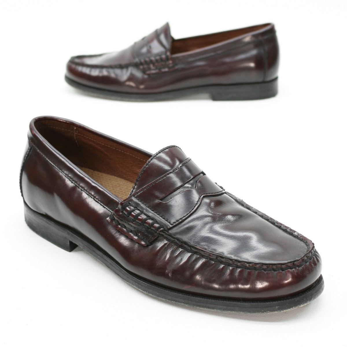 Johnston & Murphy Men\'s Burgundy Leather Penny Loafers Johnston & Murphy Aristocraft Penny Loafers 8 Burgundy - Etsy main image 2