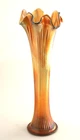 Vintage Fenton Fine Rib Carnival Glass Vase Marigold Clear 10.5"