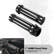 Black CNC 25mm Hand Grips For Harley 1" Handlebar Dyna Touring Softail Sportster