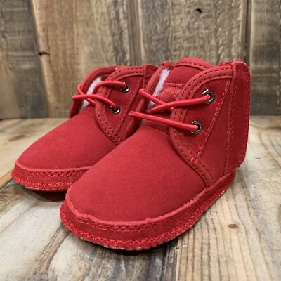 NEW UGG BABY NEUMEL BOOTIE SAMBA RED SUEDE WOOL