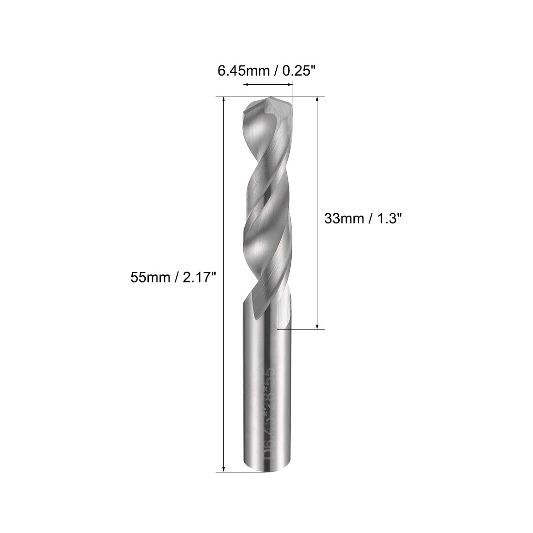 6.45mm Solid Carbide Drill Bits Straight Shank for Stainless Steel