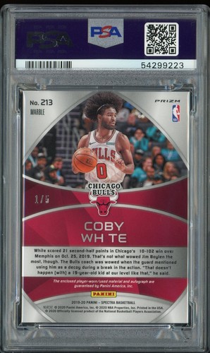 【PANINI SPRECTRA 2019 20】- COBY WHITE - MARBLE ROOKIE RPA RC /5 - PSA 9 🔥 - Picture 2 of 2