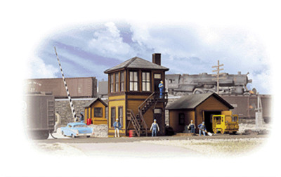 TRACKSIDE STRUCTURES w/SPEEDER 2-YELLOW OXIDE - HO Scale - PLASTIC BUILT-UP  NEW