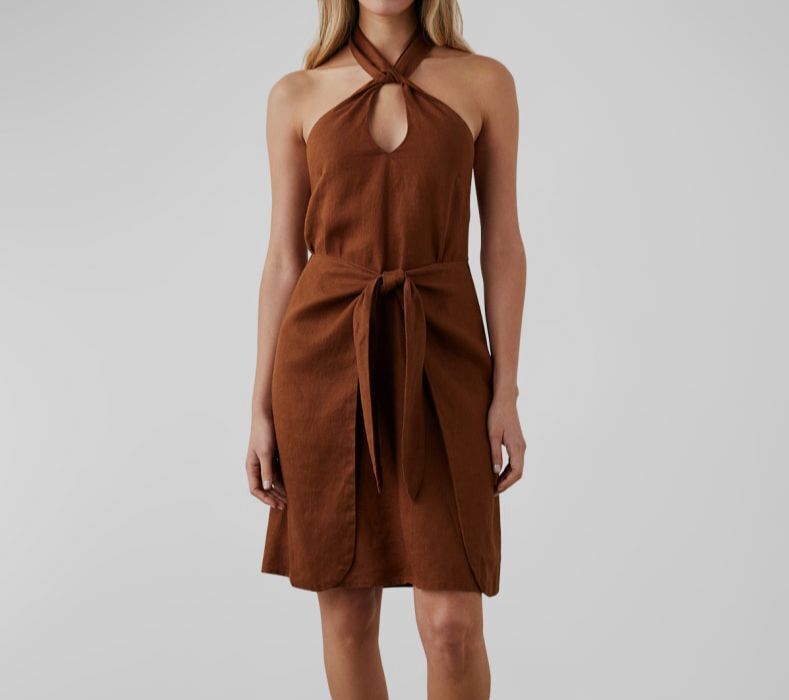 rails brown satin dress Marise Brown Draped Satin Maxi Dress, M / Brown