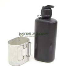 Swiss Army Bottle + Cup Military Canteen Camping Outdoor Metal Boiling Cooking 