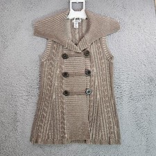 Hannah Vest Women Small Double-breasted Chain Knit Brown - S