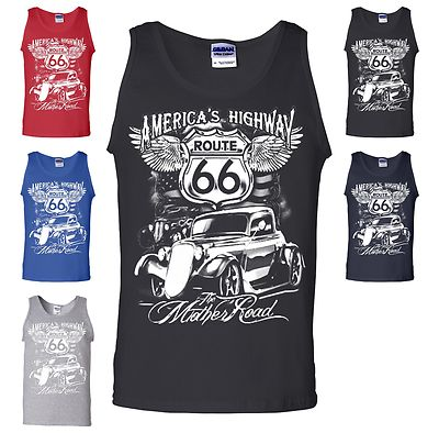 #ad #ad Route 66 America#x27;s Highway Tank Top The Mother Road Biker Motorcycle MC US Retro $20.95