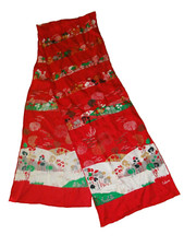 Vintage Echo Trees Silky Scarf Christmas Colors 60" x 10"
