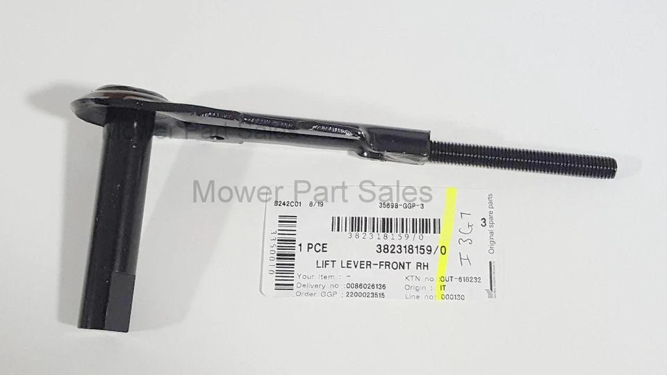 Brazo elevador de plataforma de palanca Fulcrum delantero derecho 122 Castel Garden TCX122 Mountfield Honda - Imagen 3 de 3