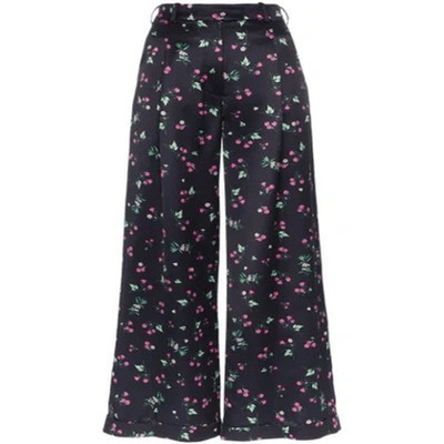 Racil NWT Mama High Waist Floral Print Trousers  in Midnight Blue Sz FR 38/US 10