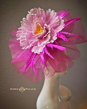 Kentucky Derby Hat Hot Pink Rose Yellow Royal Ascot Fascinator Del Mar Easter