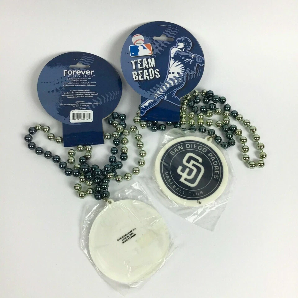2x San Diego Padres MLB Baseball / Team Fan Spirit Necklace / Mardi Gras Beads  - Image 2 of 2