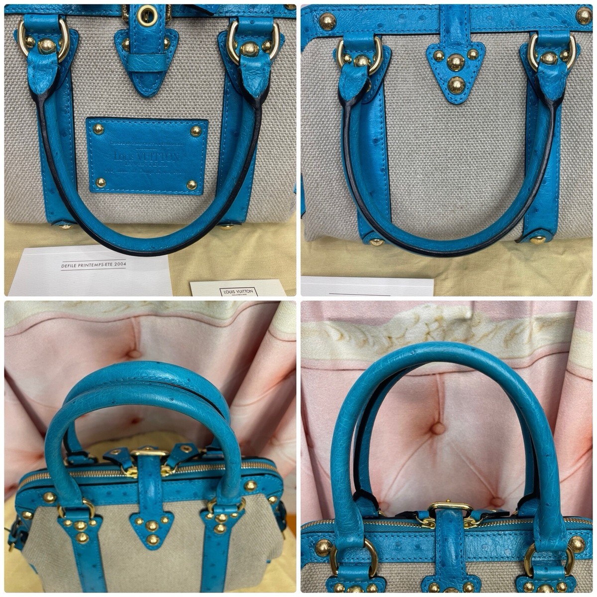 Louis Vuitton Sac De Nuit Toile Trianon Canvas Turquoise Ostrich