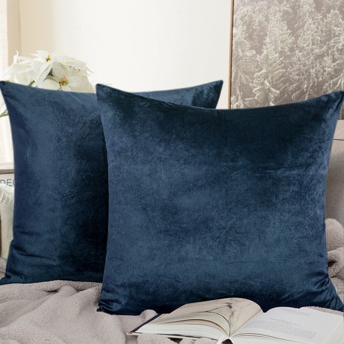 Velvet Cushion Cover 2 Pack Ultra Soft Various Colors Throw Pillow Case - Picture 39 of 64