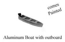 N scale Aluminum Fishing Boat with Outboard Motor Finished 1/160 scale