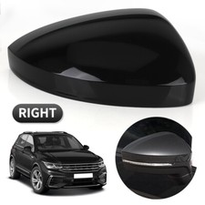 Black Right Side Wing Door Mirror Cover Cap For Vw Tiguan Mk2 Ii R 5n 2017-2022