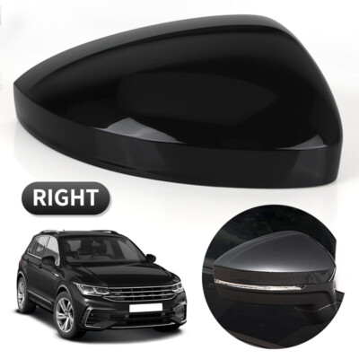 Black Right Side Wing Door Mirror Cover Cap For VW Tiguan MK2 II R 5N 2017-2022
