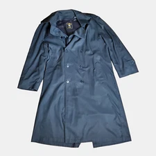 Hart Schaffner Marx Mens Navy Blue Wool Blend Double Breasted Coat Size 42R