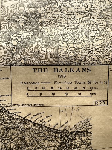 Rare 1915 World War 1 Map of The Balkans by Army Service Schools - Picture 2 of 12